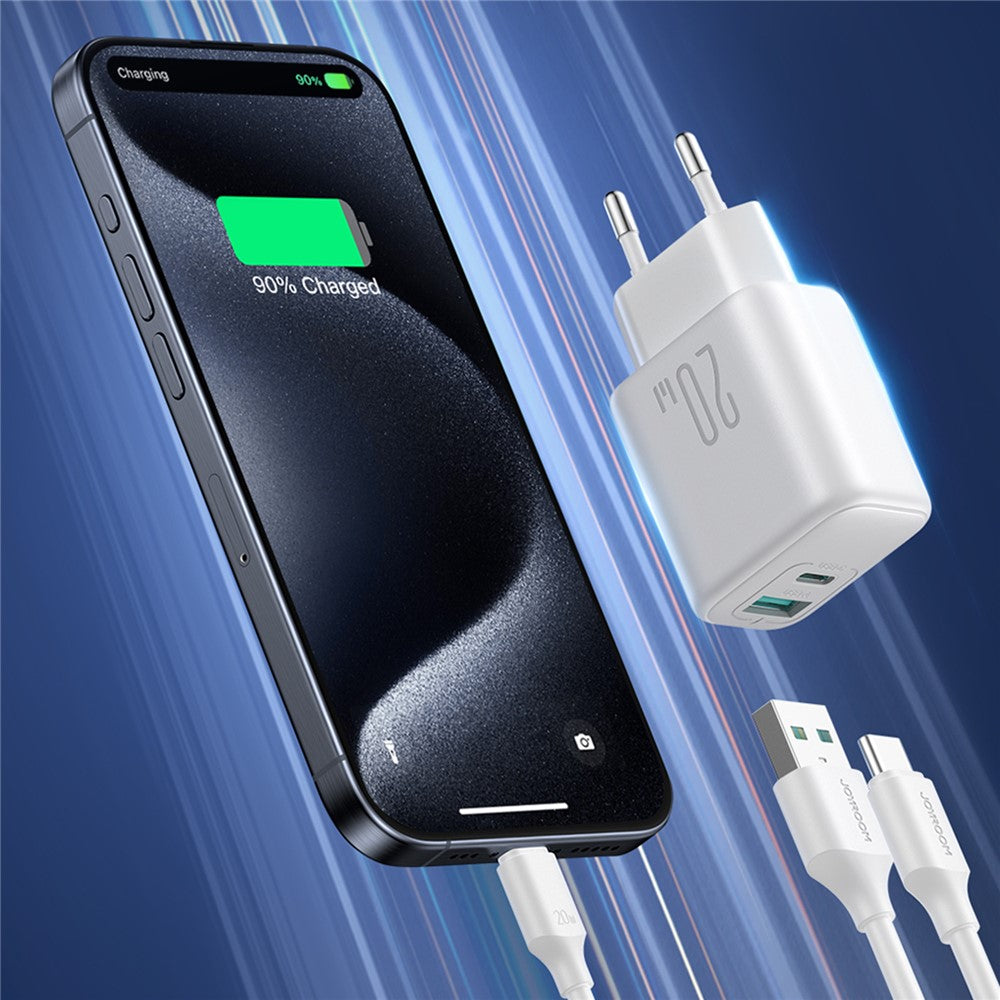 JOYROOM JR-TCF21 20W Fast Charger Type-C + USB-A Dual Port Power Adapter for iPhone 16-15 Series