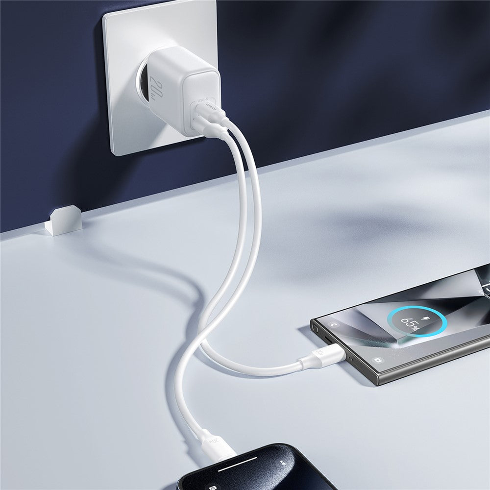 JOYROOM JR-TCF21 20W Fast Charger Type-C + USB-A Dual Port Power Adapter for iPhone 16-15 Series