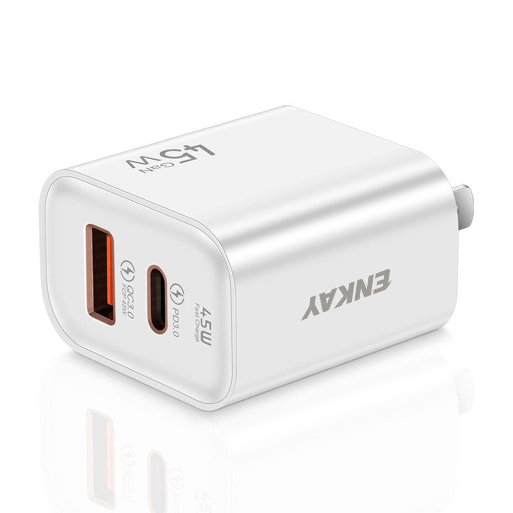 ENKAY ENK-FC001 45W USB-A + Type-C Dual Port Wall Charger Power Adapter