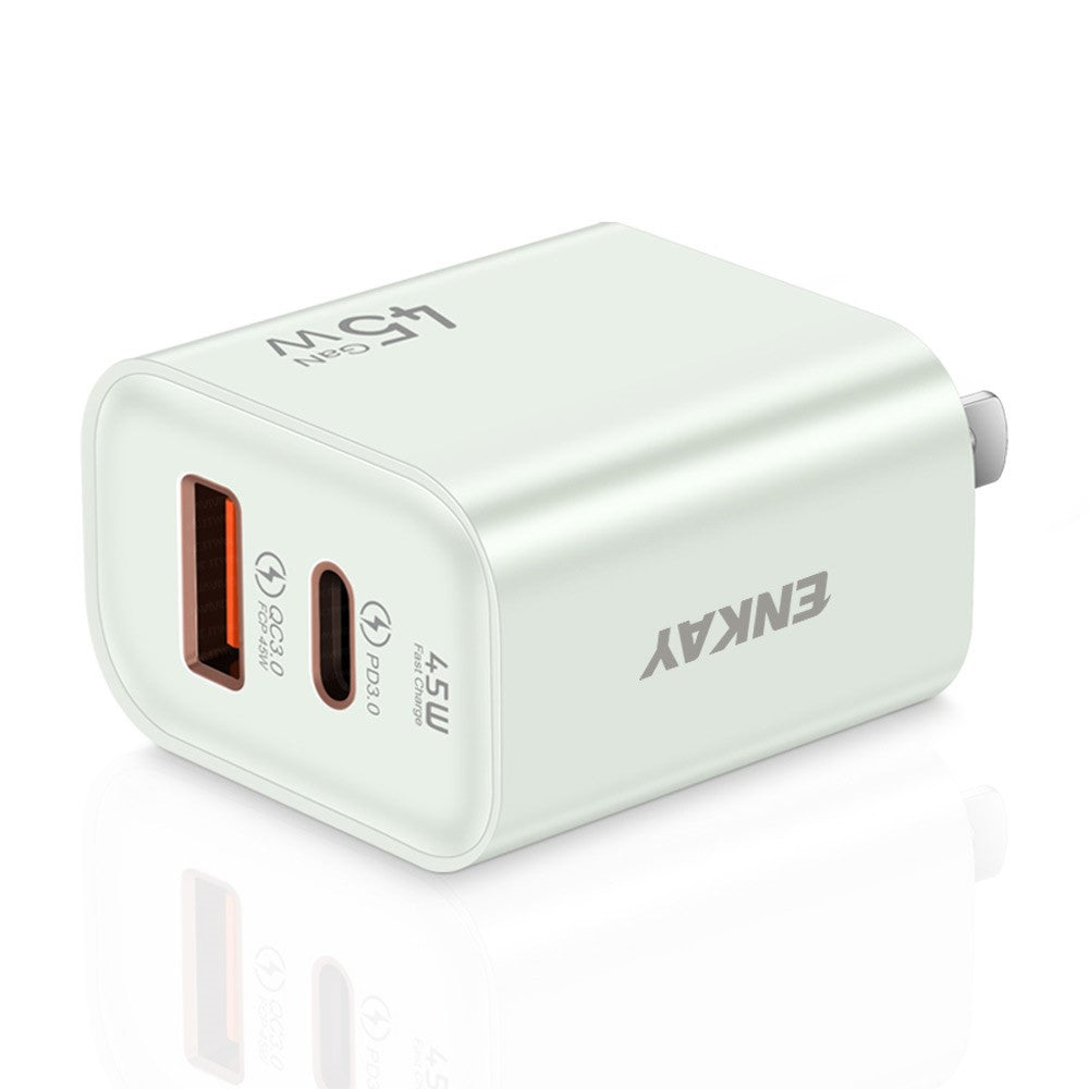 ENKAY ENK-FC001 45W USB-A + Type-C Dual Port Wall Charger Power Adapter
