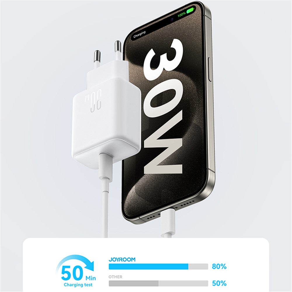 JOYROOM JR-TCF24 PD 30W Fast Charging Power Adapter Type-C Mini Wall Charger, EU Plug for iPhone 16-15 Series