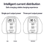 YESIDO YC88 Digital Display Wall Charger 2 Type-C + 1 USB-A 30W Phone Fast Charging Adapter, UK Plug