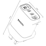 YESIDO YC88 Digital Display Wall Charger 2 Type-C + 1 USB-A 30W Phone Fast Charging Adapter, UK Plug