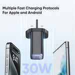 MCDODO CH-2170 30W 3-Port Digital Display Fast Charger (Dual Type-C+USB-A), UK Plug