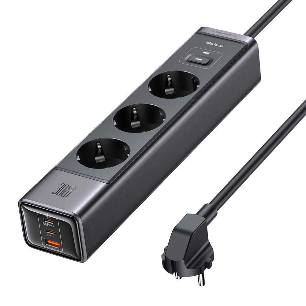 MCDODO CH-0620 EU Plug 6-in-1 30W GaN Surge Protection Power Strip (3 AC+2 USB-C+USB-A)