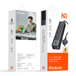 MCDODO CH-0600 UK-stik 6-i-1 30W GaN Overspændingsbeskyttelses Strømskinne (3 AC+2 USB-C+USB-A)