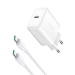 JOYROOM JR-TCF24 PD 30W Fast Charging EU Plug Charger with 1m Type-C to Type-C Data Cable