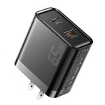 ESSAGER 65W Fast Charging Portable Power Adapter USB-A + Type-C Dual Ports Travel Charger