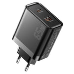 ESSAGER 65W Fast Charging Portable Power Adapter USB-A + Type-C Dual Ports Travel Charger