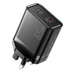 ESSAGER 65W Fast Charging Portable Power Adapter USB-A + Type-C Dual Ports Travel Charger