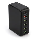 818PD QC3.0 PD 20W Fast Charging Station 5 USB + 1 Type-C Phone Tablet Desktop Charger