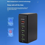 818PD QC3.0 PD 20W Fast Charging Station 5 USB + 1 Type-C Phone Tablet Desktop Charger