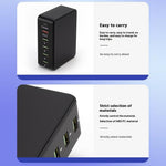 818PD QC3.0 PD 20W Fast Charging Station 5 USB + 1 Type-C Phone Tablet Desktop Charger