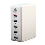 818PD QC3.0 PD 20W Fast Charging Station 5 USB + 1 Type-C Phone Tablet Desktop Charger
