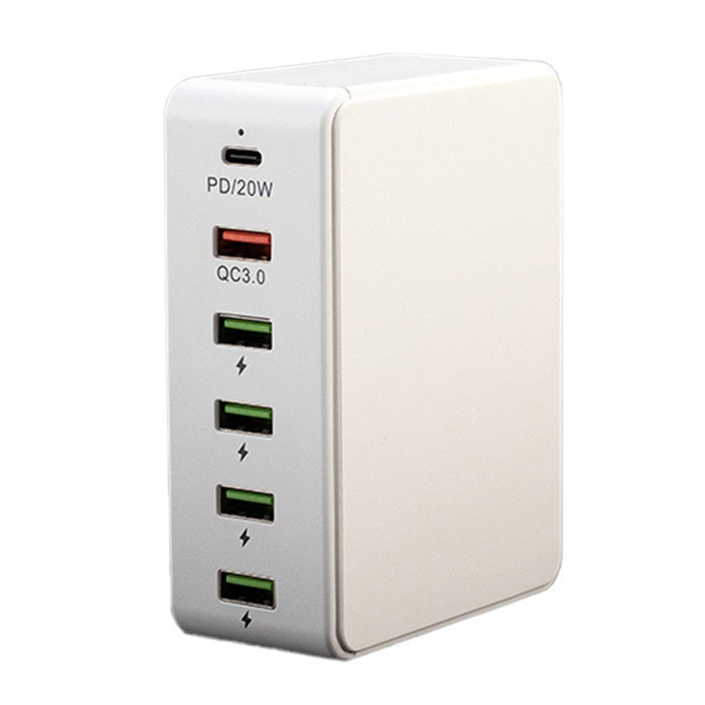 818PD QC3.0 PD 20W Fast Charging Station 5 USB + 1 Type-C Phone Tablet Desktop Charger