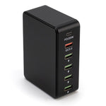 818PD QC3.0 PD 20W Fast Charging Station 5 USB + 1 Type-C Phone Tablet Desktop Charger
