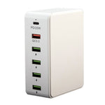 818PD QC3.0 PD 20W Fast Charging Station 5 USB + 1 Type-C Phone Tablet Desktop Charger