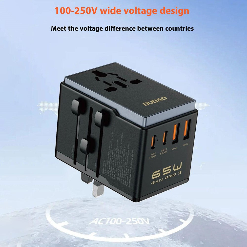 DUDAO A65Pro Universal 65W Fast Charging Travel Adapter Global Plug Converter Charger
