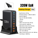 ESSAGER GaN-ladestation med 4 USB-C- + 4 USB-A-porte 100W hurtigoplader til bærbar computer, telefon og tablet