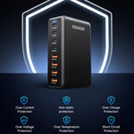 ESSAGER GaN-ladestation med 4 USB-C- + 4 USB-A-porte 100W hurtigoplader til bærbar computer, telefon og tablet