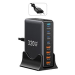ESSAGER GaN-ladestation med 4 USB-C- + 4 USB-A-porte 100W hurtigoplader til bærbar computer, telefon og tablet