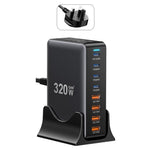 ESSAGER GaN-ladestation med 4 USB-C- + 4 USB-A-porte 100W hurtigoplader til bærbar computer, telefon og tablet