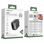 ACEFAST A106 GaN Charger PD 45W Fast Charging Dual Port USB-C USB-A Adapter