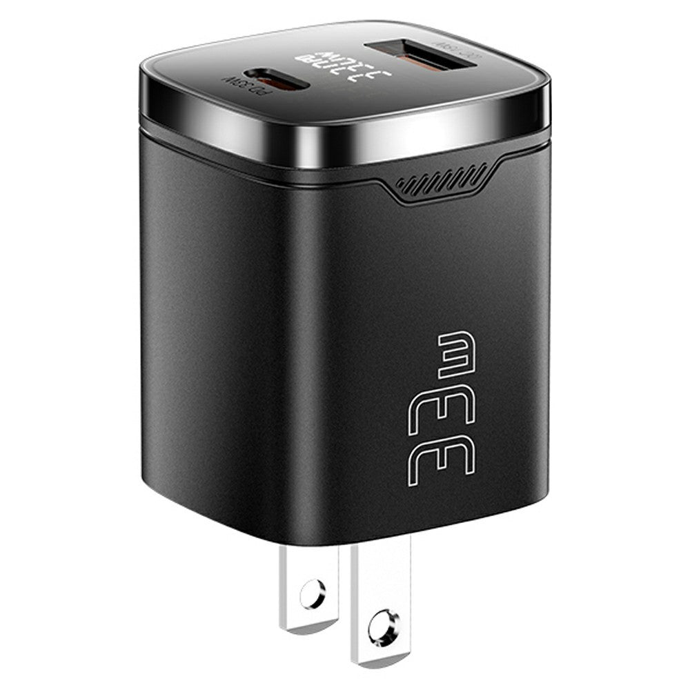 ESSAGER 33W Fast Charging Digital Display USB A + Type C Dual Port GaN Travel Charger