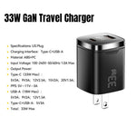 ESSAGER 33W Fast Charging Digital Display USB A + Type C Dual Port GaN Travel Charger