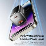ESSAGER 33W Fast Charging Digital Display USB A + Type C Dual Port GaN Travel Charger
