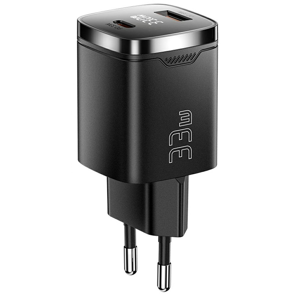 ESSAGER 33W Fast Charging Digital Display USB A + Type C Dual Port GaN Travel Charger