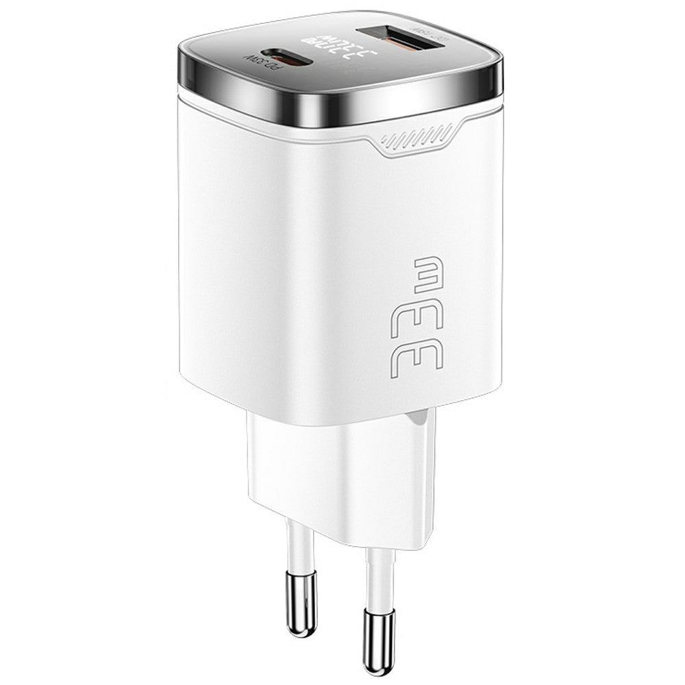 ESSAGER 33W Fast Charging Digital Display USB A + Type C Dual Port GaN Travel Charger
