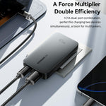 ESSAGER 65W Fast Charging Adapter USB A + Type C Dual Ports Ultra Slim GaN Travel Charger