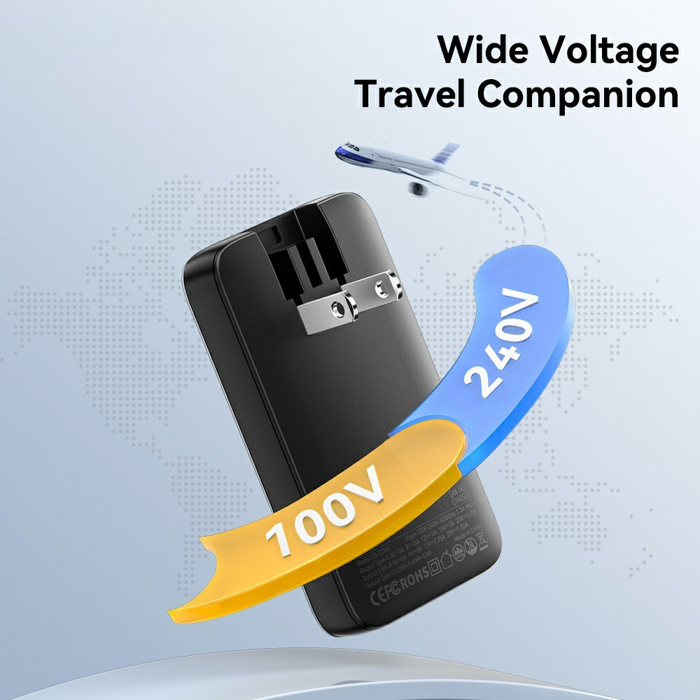 ESSAGER 65W Fast Charging Adapter USB A + Type C Dual Ports Ultra Slim GaN Travel Charger
