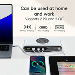 F9A 6 In 1 Multifunction 72W Smart Wireless Charger with 2 USB + 2 Type C Ports and LED Ambient Light