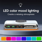 F9A 6 In 1 Multifunction 72W Smart Wireless Charger with 2 USB + 2 Type C Ports and LED Ambient Light