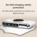 F9A 6 In 1 Multifunction 72W Smart Wireless Charger with 2 USB + 2 Type C Ports and LED Ambient Light