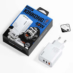 WEKOME WP-U63 40W Fast Charger USB-A  /  Dual Type-C Ports Wall Charger Adapter