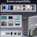 320W GaN Desktop Charger 8 Port Output Fast Charging Station for Phones Tablets Drones