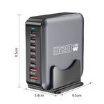 320W GaN Desktop Charger 8 Port Output Fast Charging Station for Phones Tablets Drones