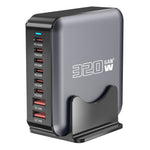 320W GaN Desktop Charger 8 Port Output Fast Charging Station for Phones Tablets Drones