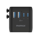 MOMAX 1-World 2 Dubbel AC Mini GaN Global Reseadapter 70W Universal Strömomvandlare Laddare