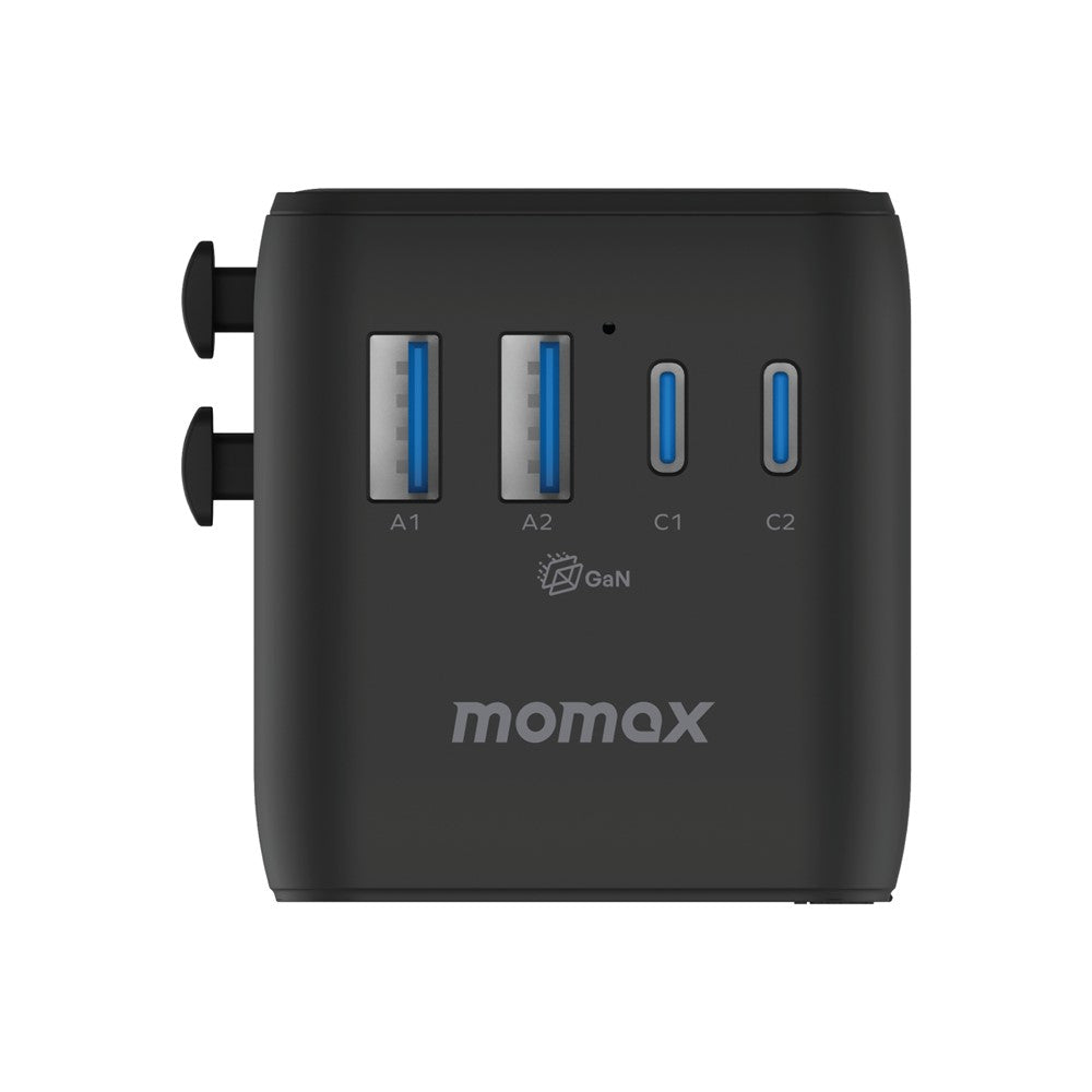 MOMAX 1-World 2 Dubbel AC Mini GaN Global Reseadapter 70W Universal Strömomvandlare Laddare