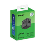 MOMAX 1-World 2 Dubbel AC Mini GaN Global Reseadapter 70W Universal Strömomvandlare Laddare