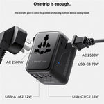 MOMAX 1-World 2 Dubbel AC Mini GaN Global Reseadapter 70W Universal Strömomvandlare Laddare
