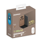 MOMAX 1-World 170W GaN PD Global Travel Wall Charger Fast Charging Adapter with USB-C Cable