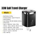 ESSAGER PD 33W GaN Dual Type-C Travel Charger with LED Display Fast Charging Compact Power Adapter