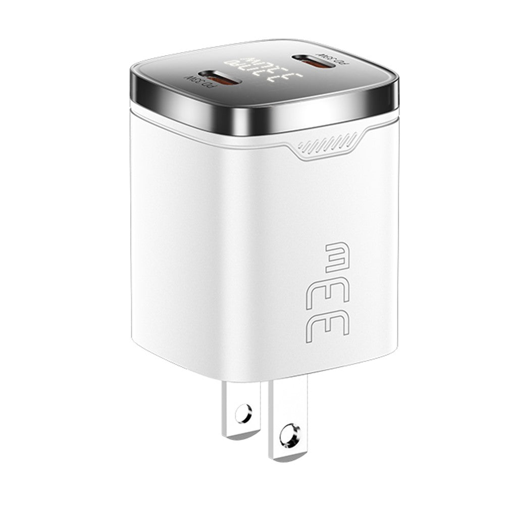 ESSAGER PD 33W GaN Dual Type-C Travel Charger with LED Display Fast Charging Compact Power Adapter