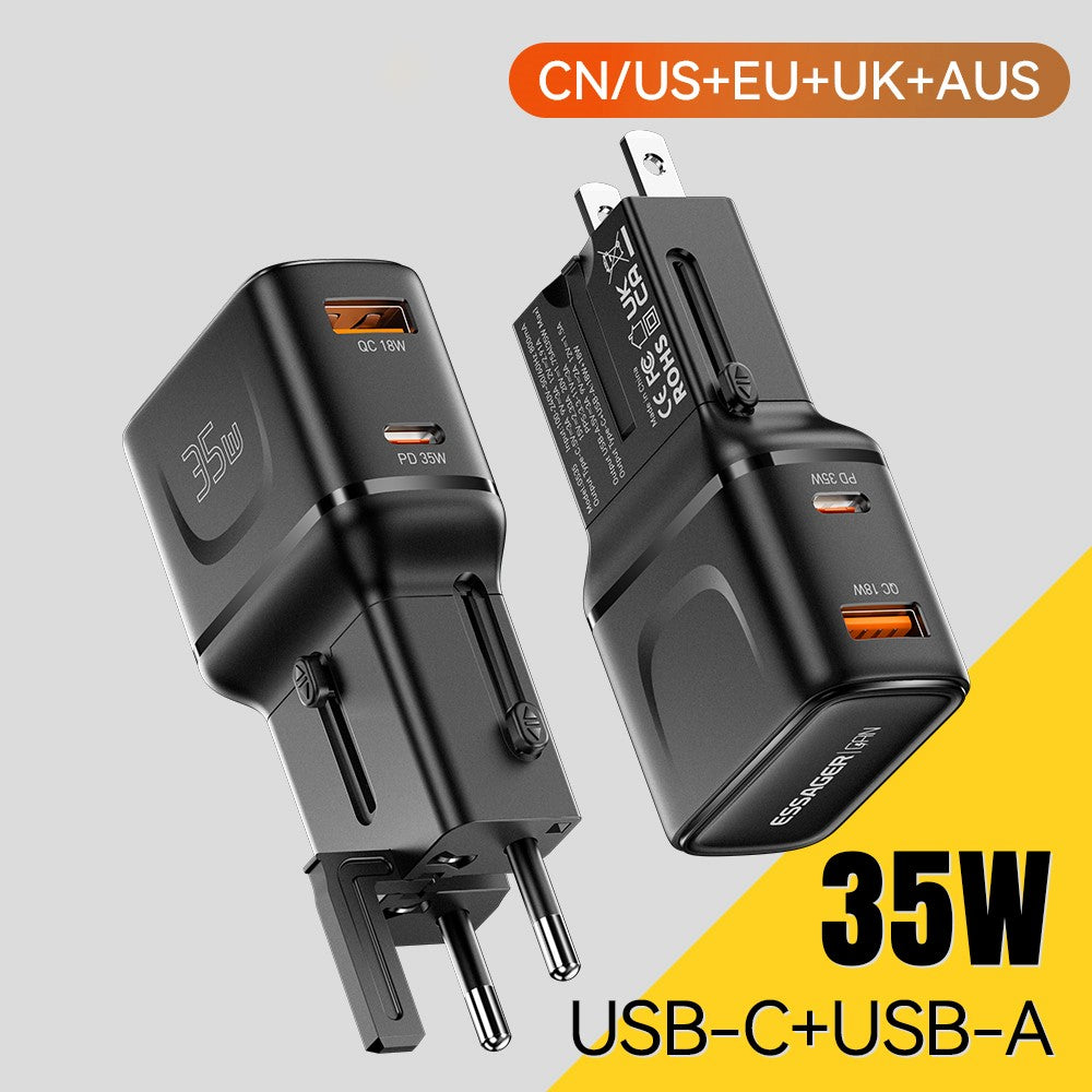 ESSAGER G535 35W Travel Charger CN / US + EU + UK + AUS Plug GaN Phone Power Adapter