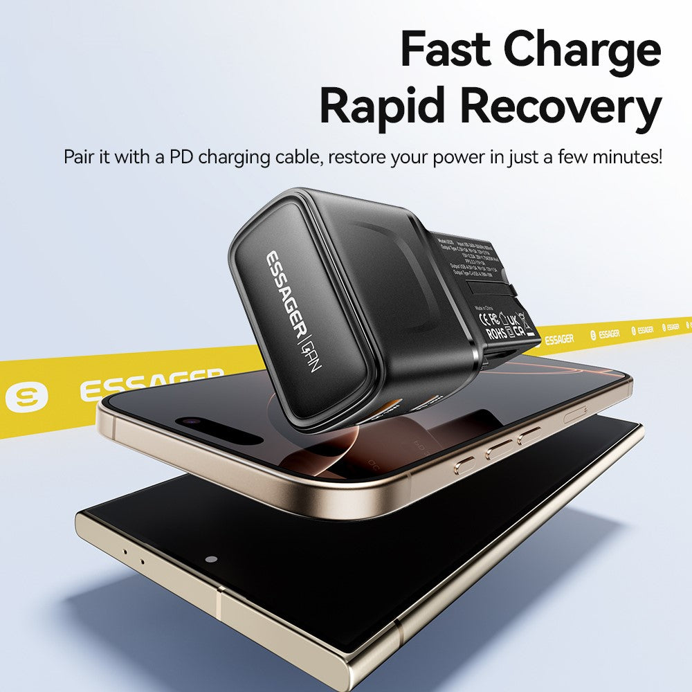 ESSAGER G535 35W Travel Charger CN / US + EU + UK + AUS Plug GaN Phone Power Adapter